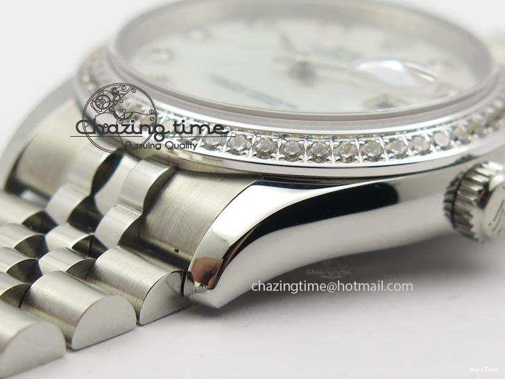 MiroTime 0216 DateJust 116234 BP Best Edition SS White MOP Dial Diamond Markers On SS Bracelet A2824 V ModernLook 3943